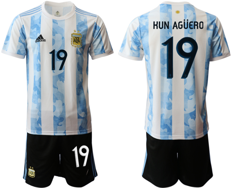 Men 2020-2021 Season National team Argentina home white #19 Soccer Jersey